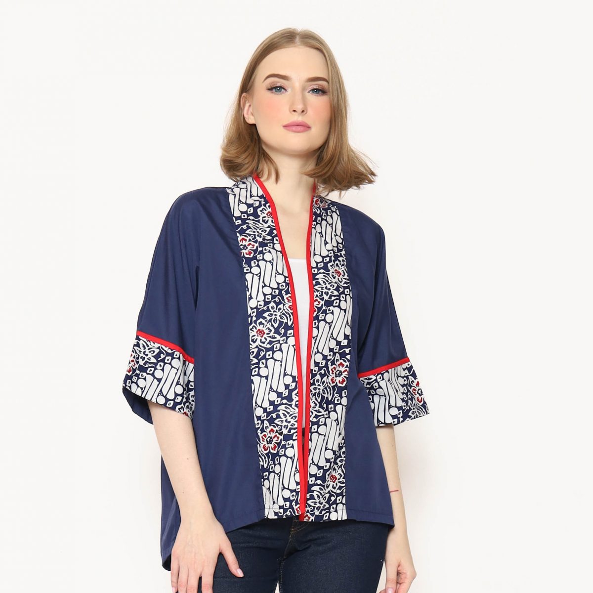 Divya Blazer Parang Flower Navy