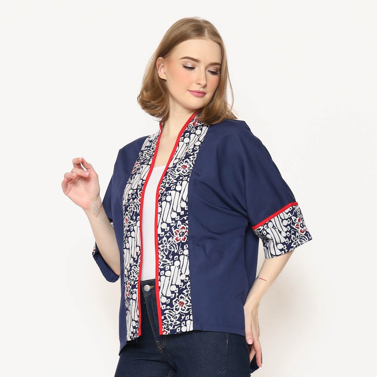 Divya Blazer Parang Flower Navy - Image 3