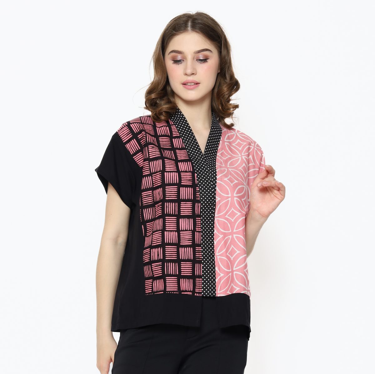 Fidelya Blouse Pink Black - Image 6