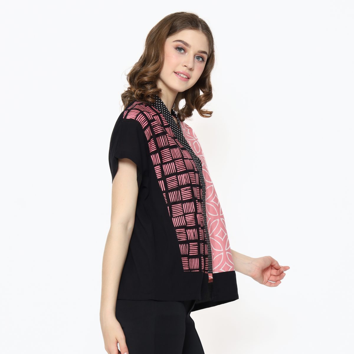 Fidelya Blouse Pink Black - Image 3