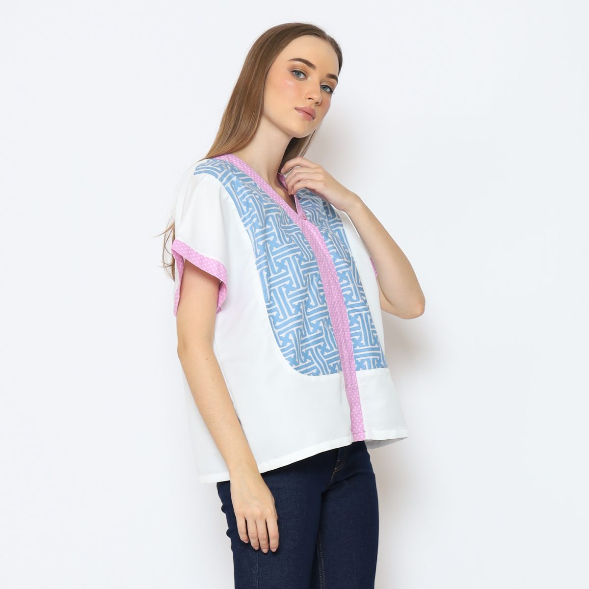 Nadira Blouse White Blue - Image 3