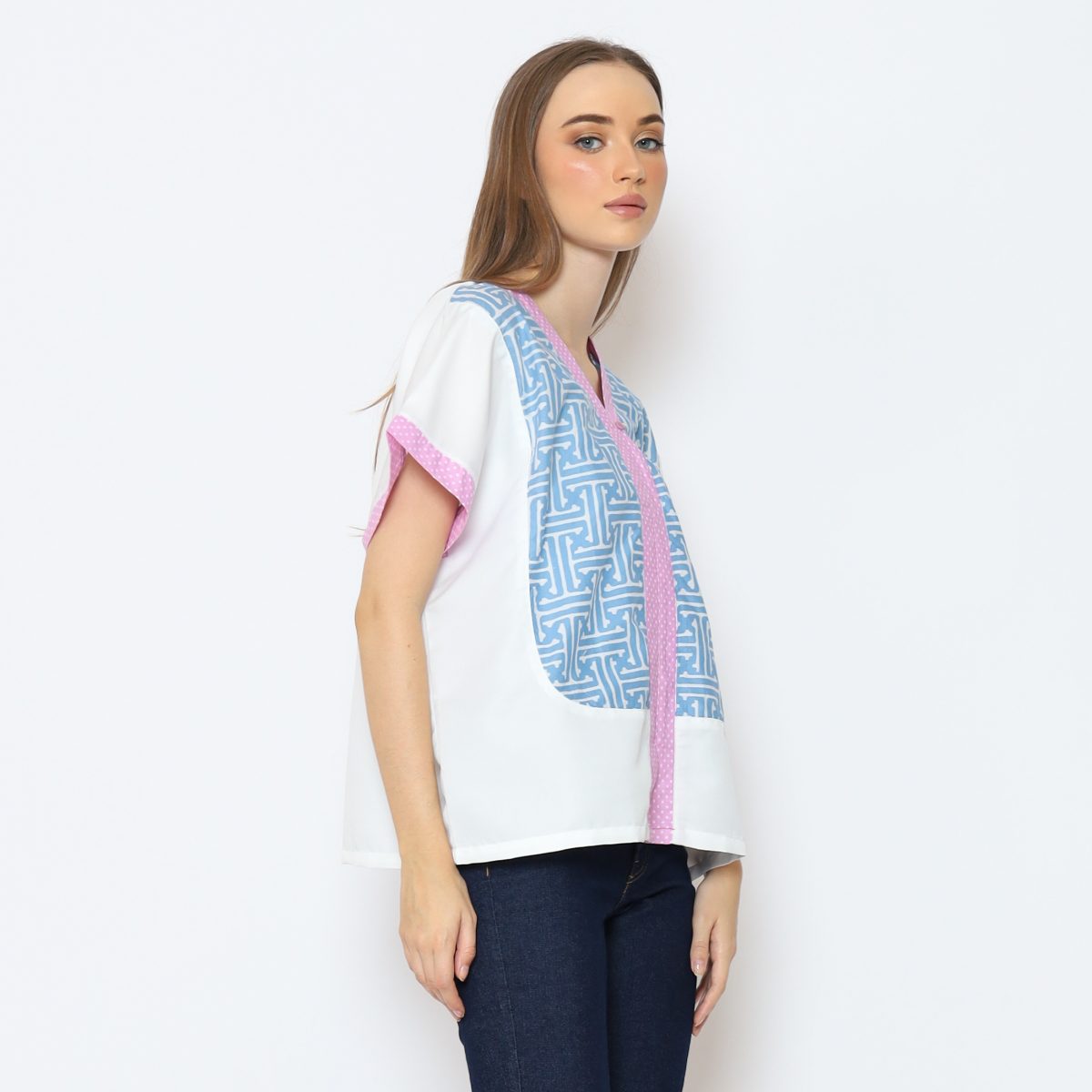 Nadira Blouse White Blue - Image 4