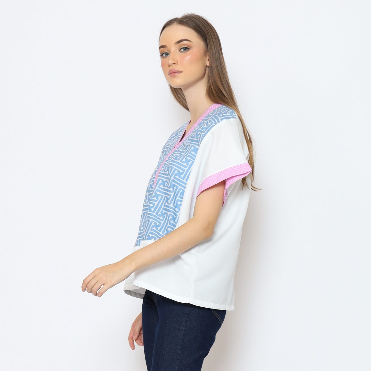 Nadira Blouse White Blue - Image 5