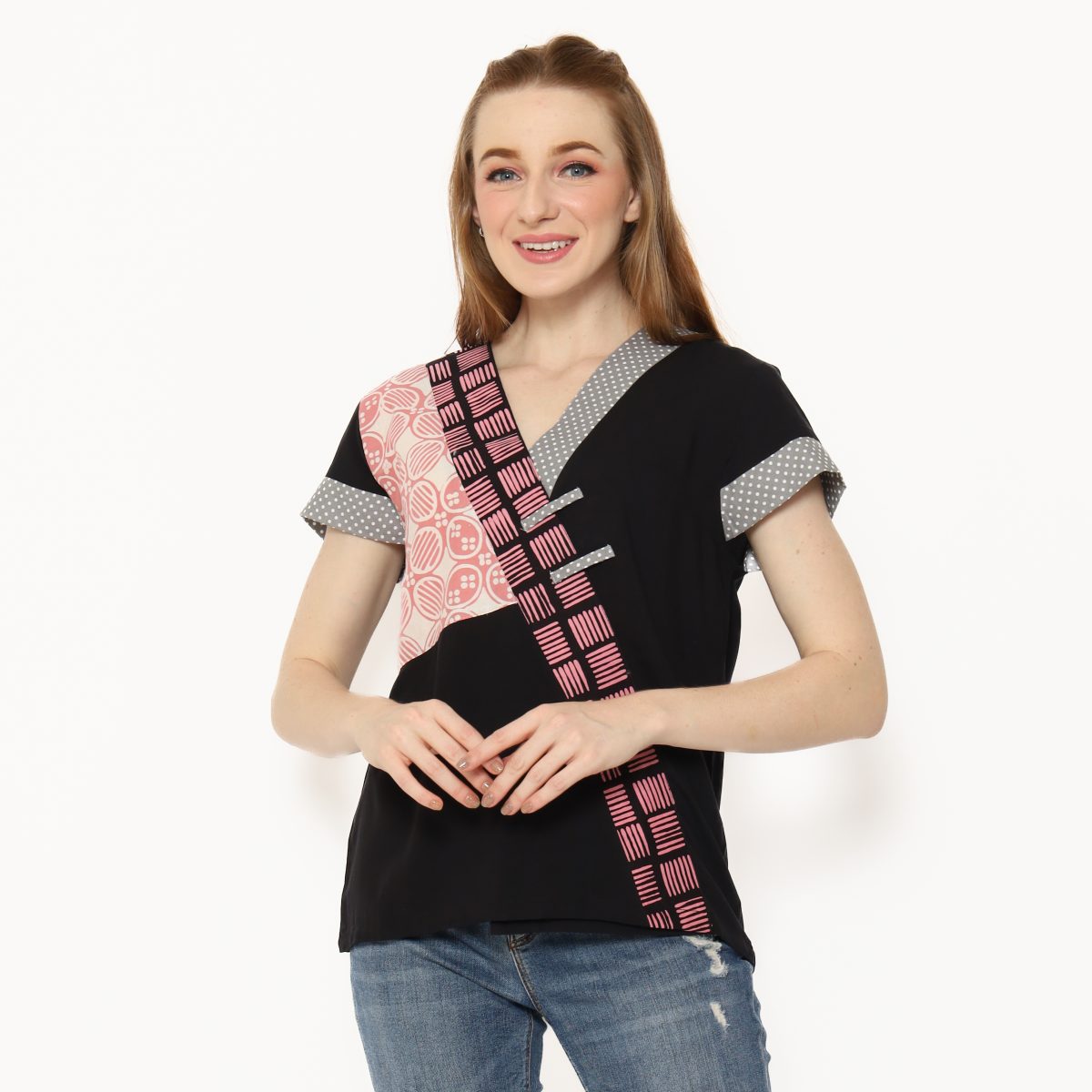 Melissa Blouse Black Pink - Image 4
