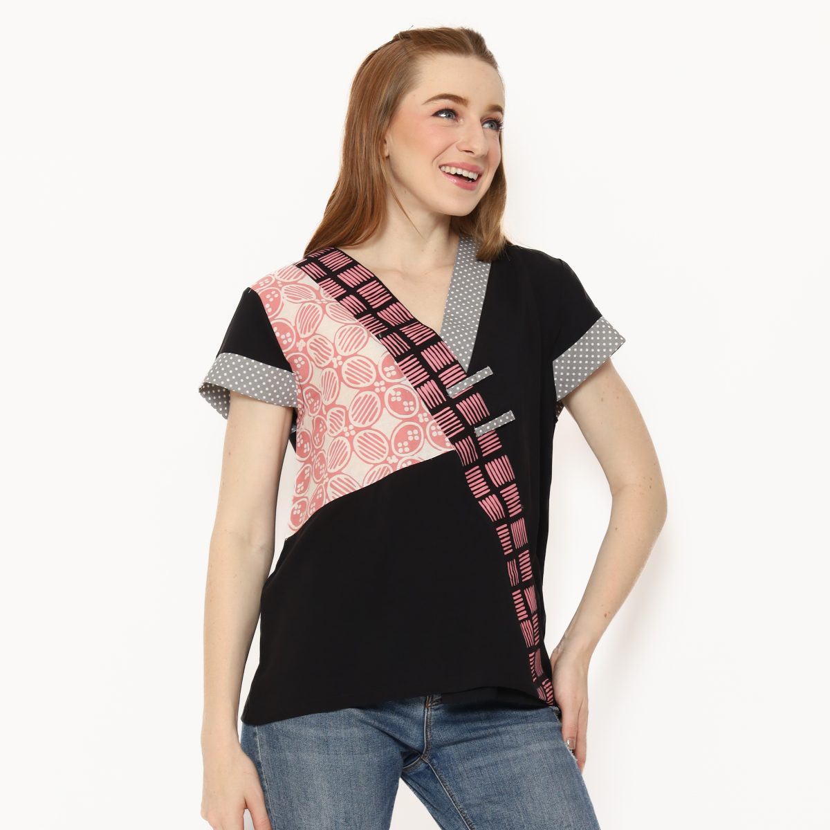 Melissa Blouse Black Pink - Image 3