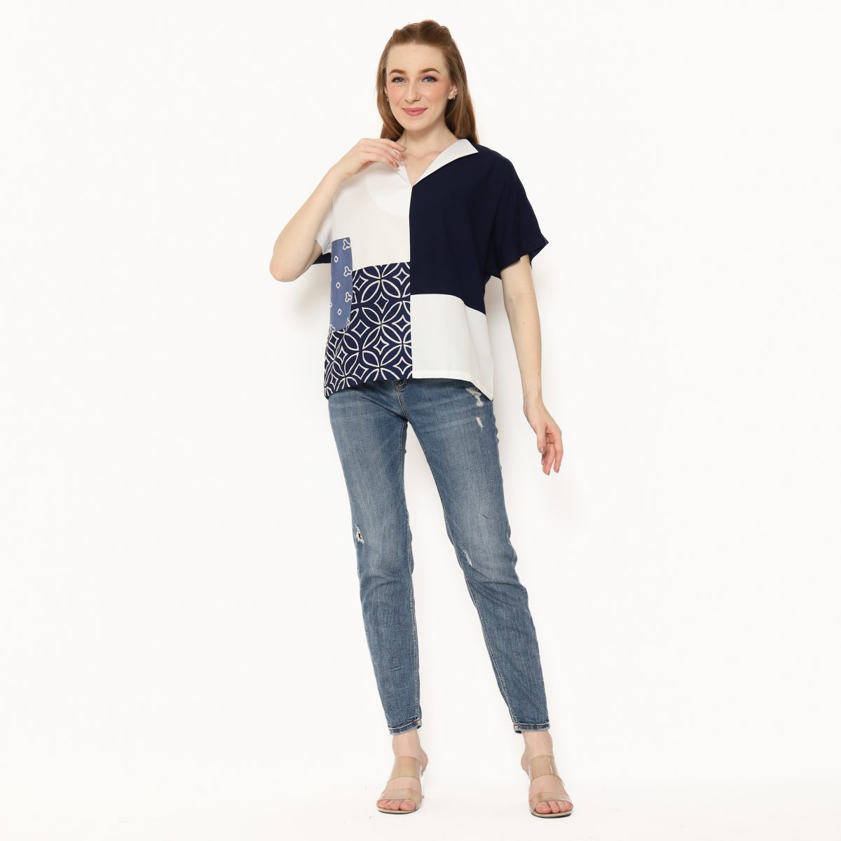 Lyla Blouse Kawung Navy - Image 7