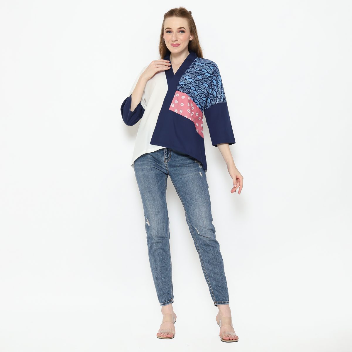 Amanda Blouse Navy White - Image 8