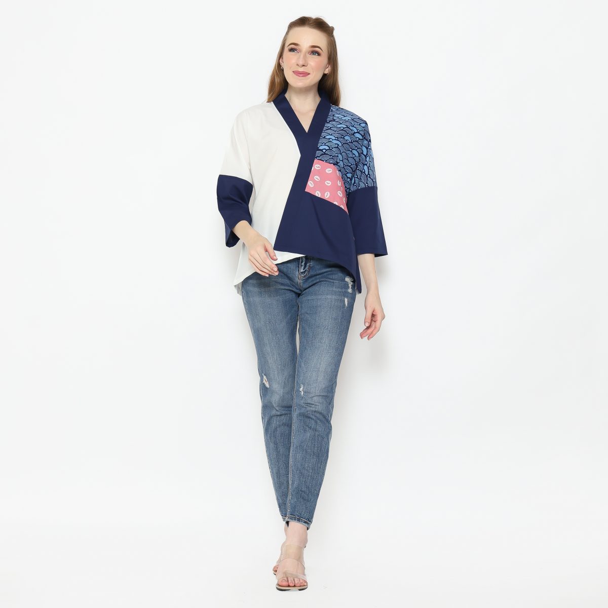 Amanda Blouse Navy White - Image 7