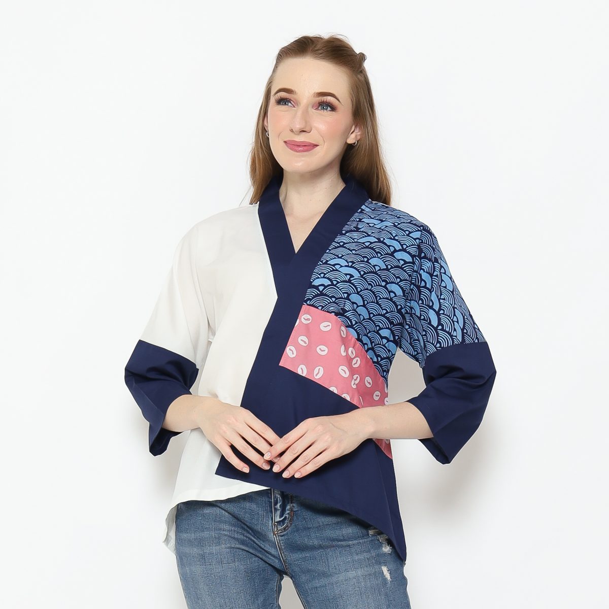 Amanda Blouse Navy White - Image 5