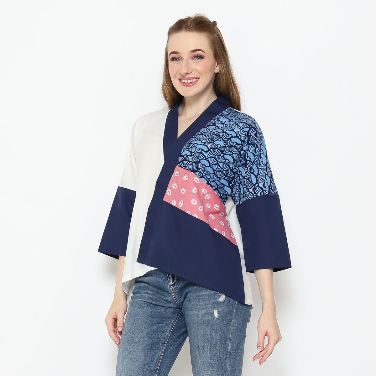 Amanda Blouse Navy White - Image 3