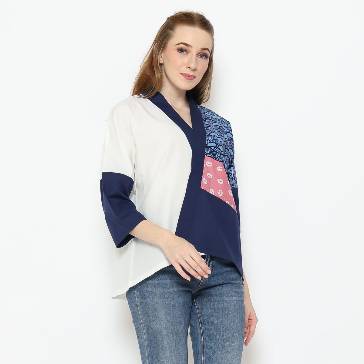 Amanda Blouse Navy White - Image 4