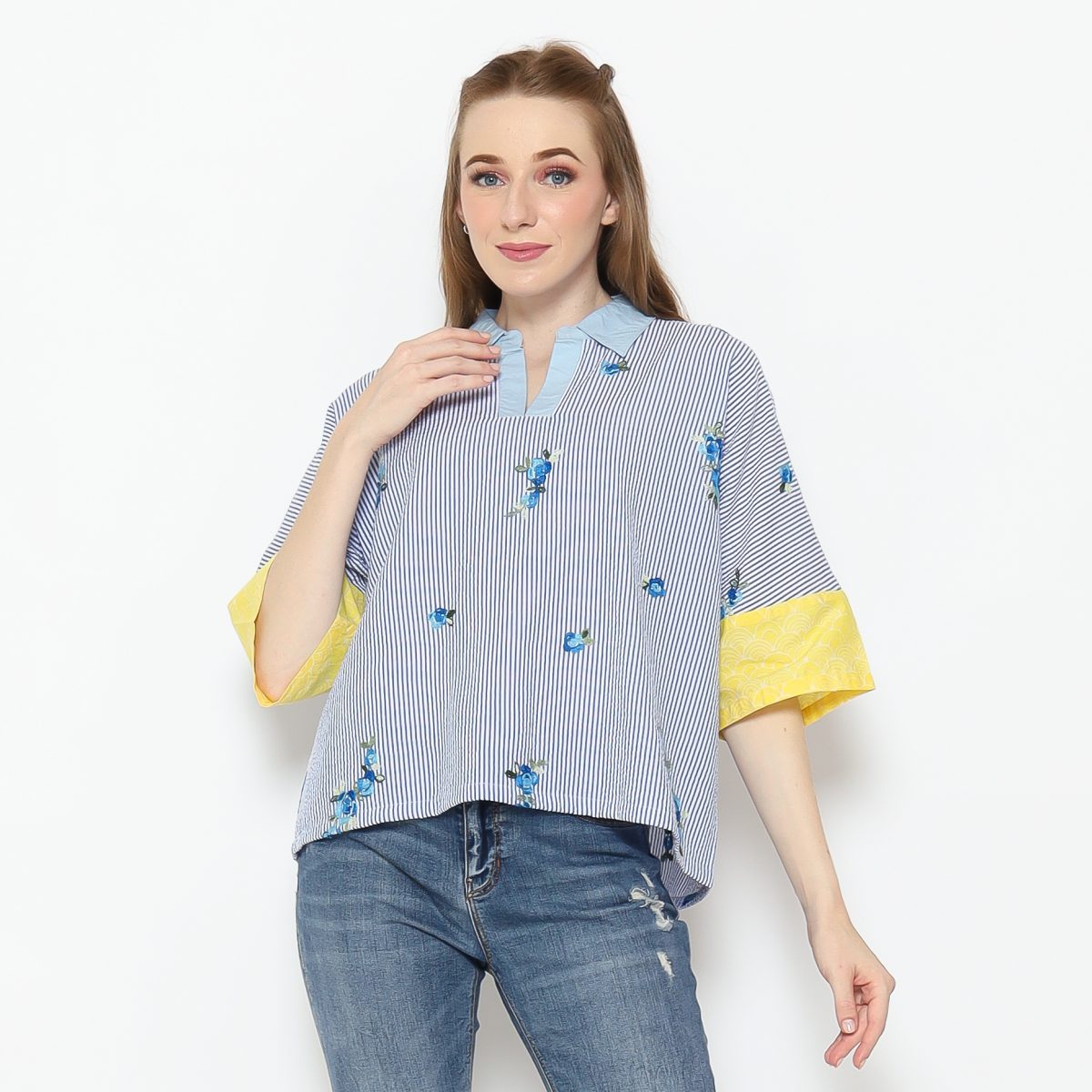 Solstice Blouse Stripe Blue