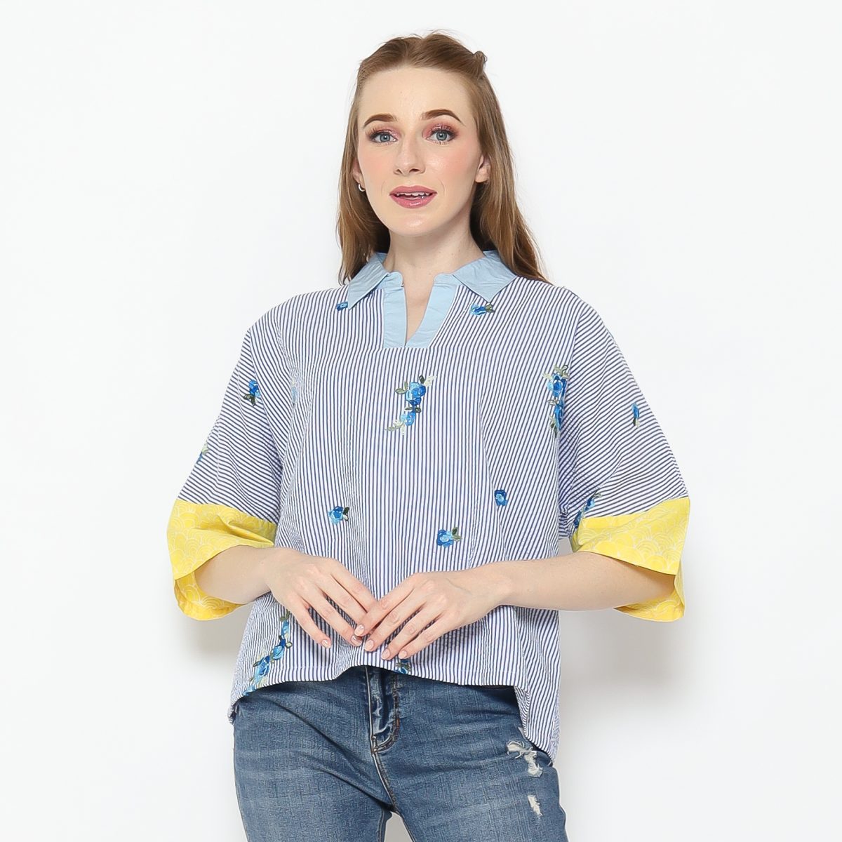 Solstice Blouse Stripe Blue - Image 6