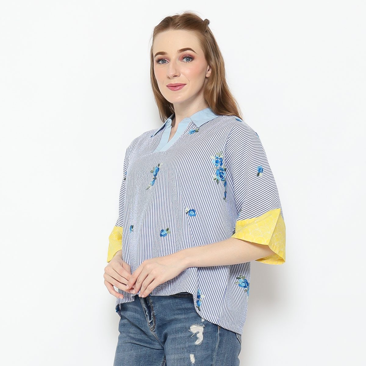 Solstice Blouse Stripe Blue - Image 3