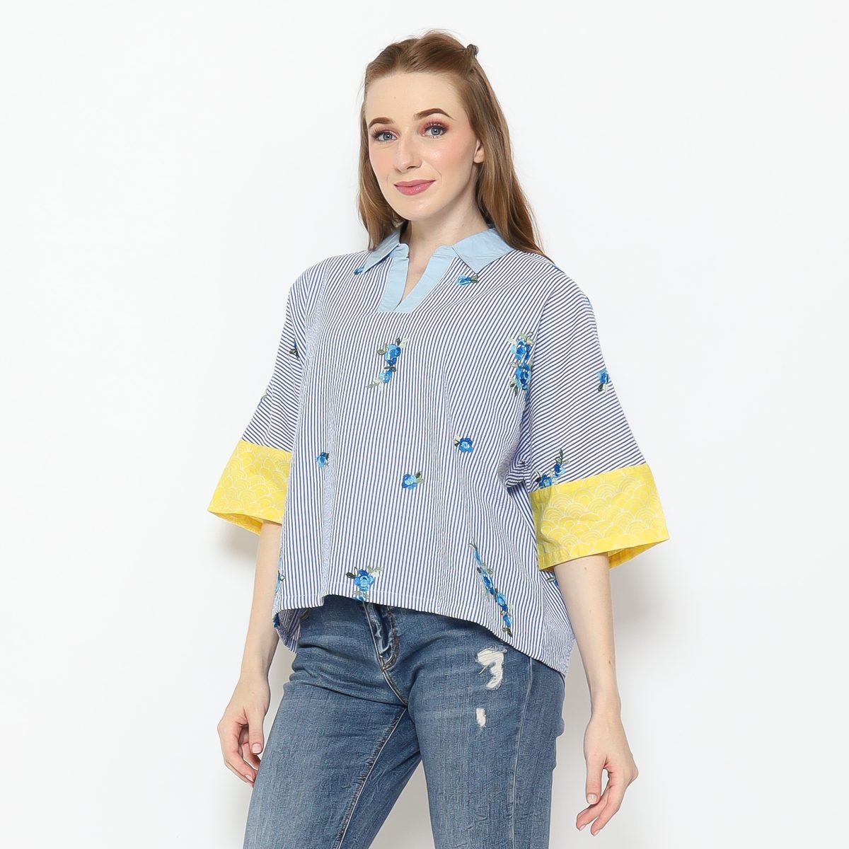 Solstice Blouse Stripe Blue - Image 4