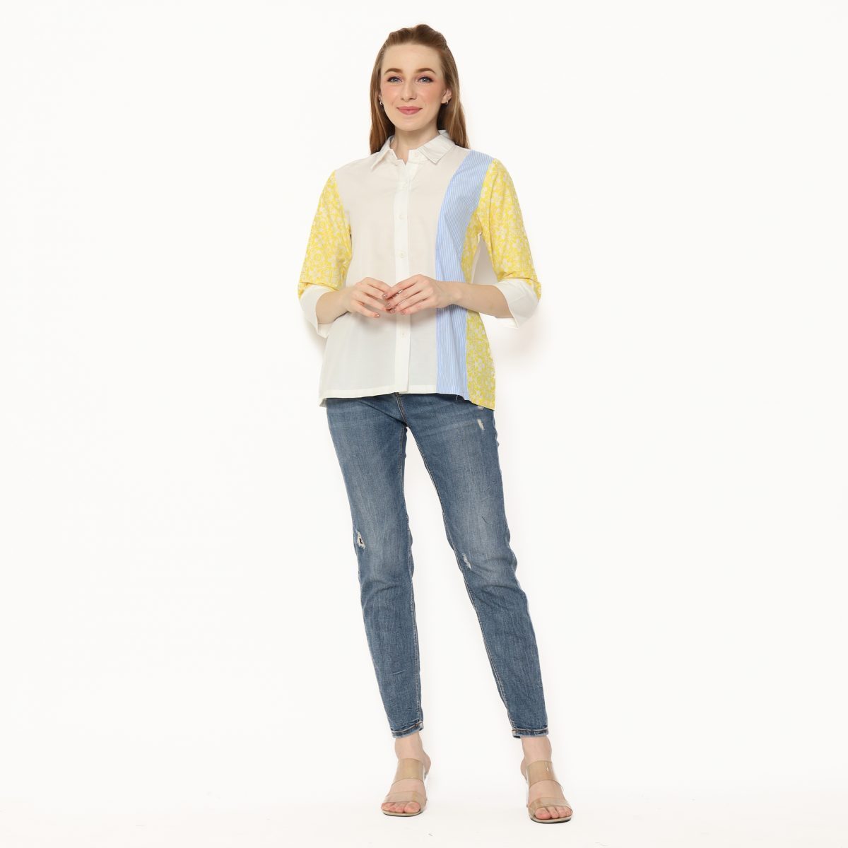 Clarine Shirt Stripe Blue Yellow - Image 9
