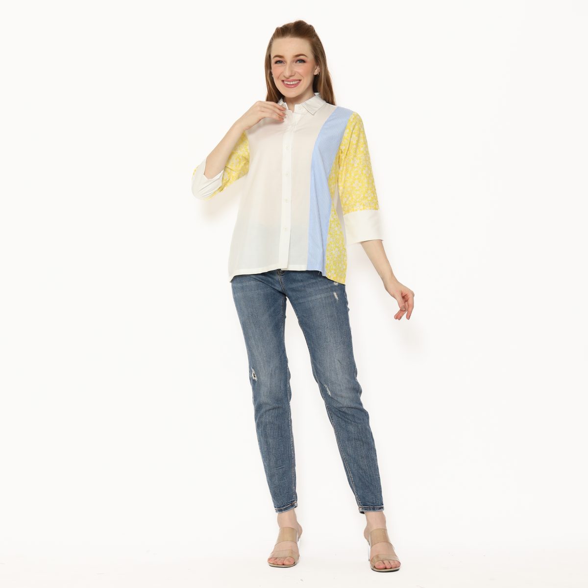 Clarine Shirt Stripe Blue Yellow - Image 8