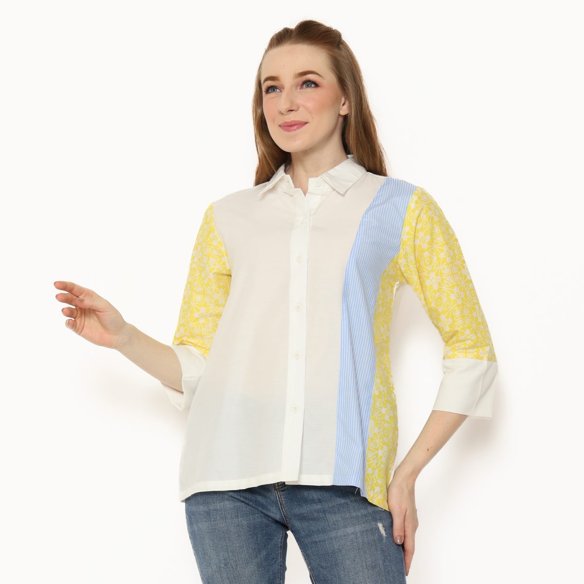 Clarine Shirt Stripe Blue Yellow - Image 6