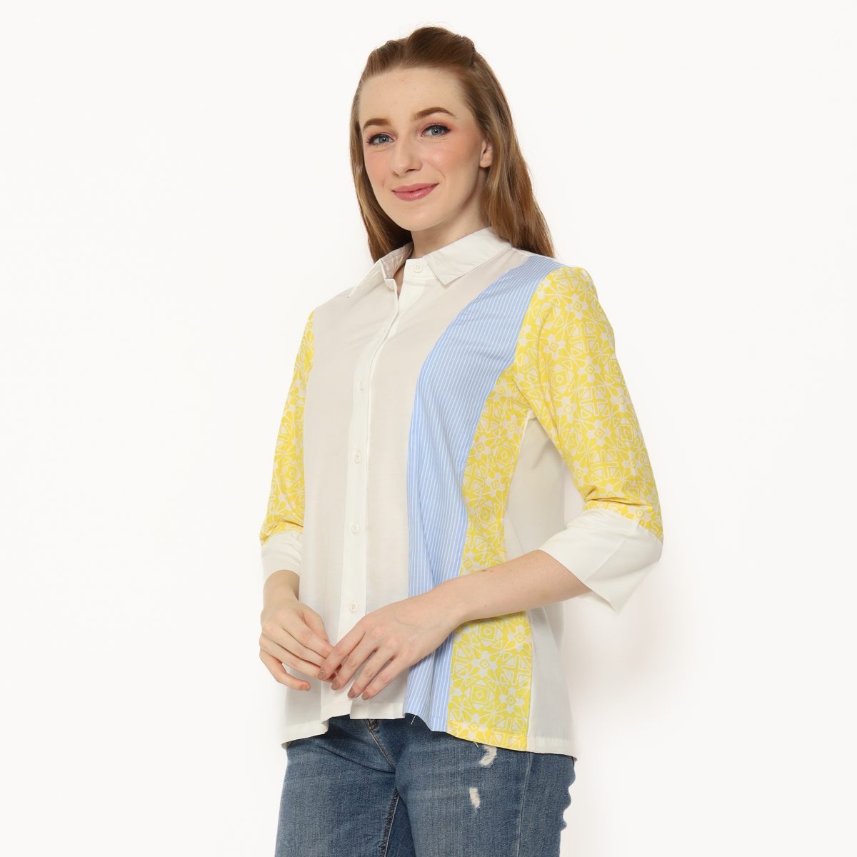 Clarine Shirt Stripe Blue Yellow - Image 3