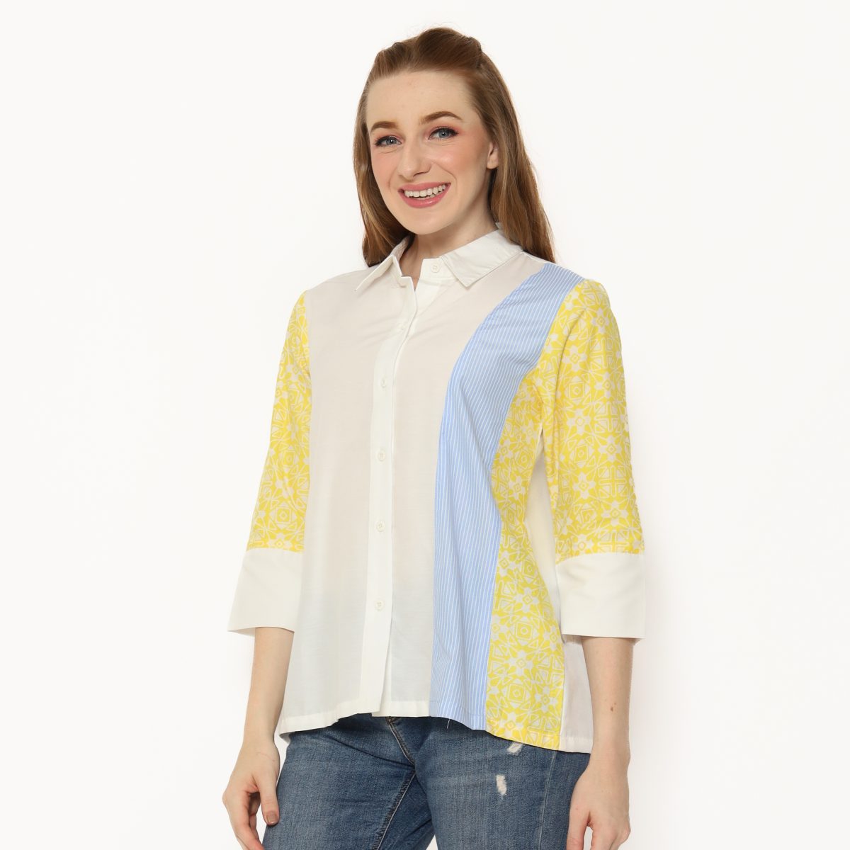 Clarine Shirt Stripe Blue Yellow - Image 4