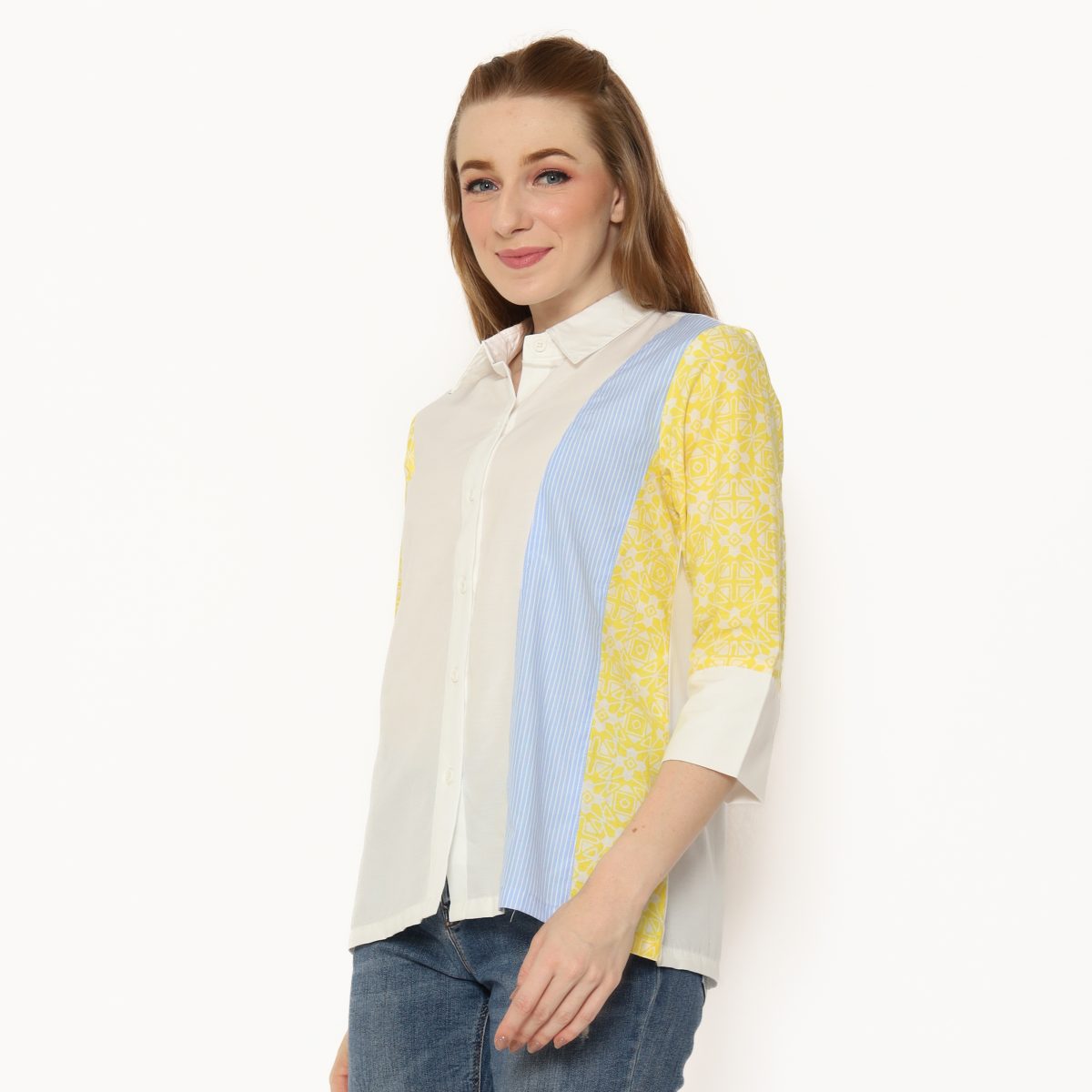 Clarine Shirt Stripe Blue Yellow - Image 5