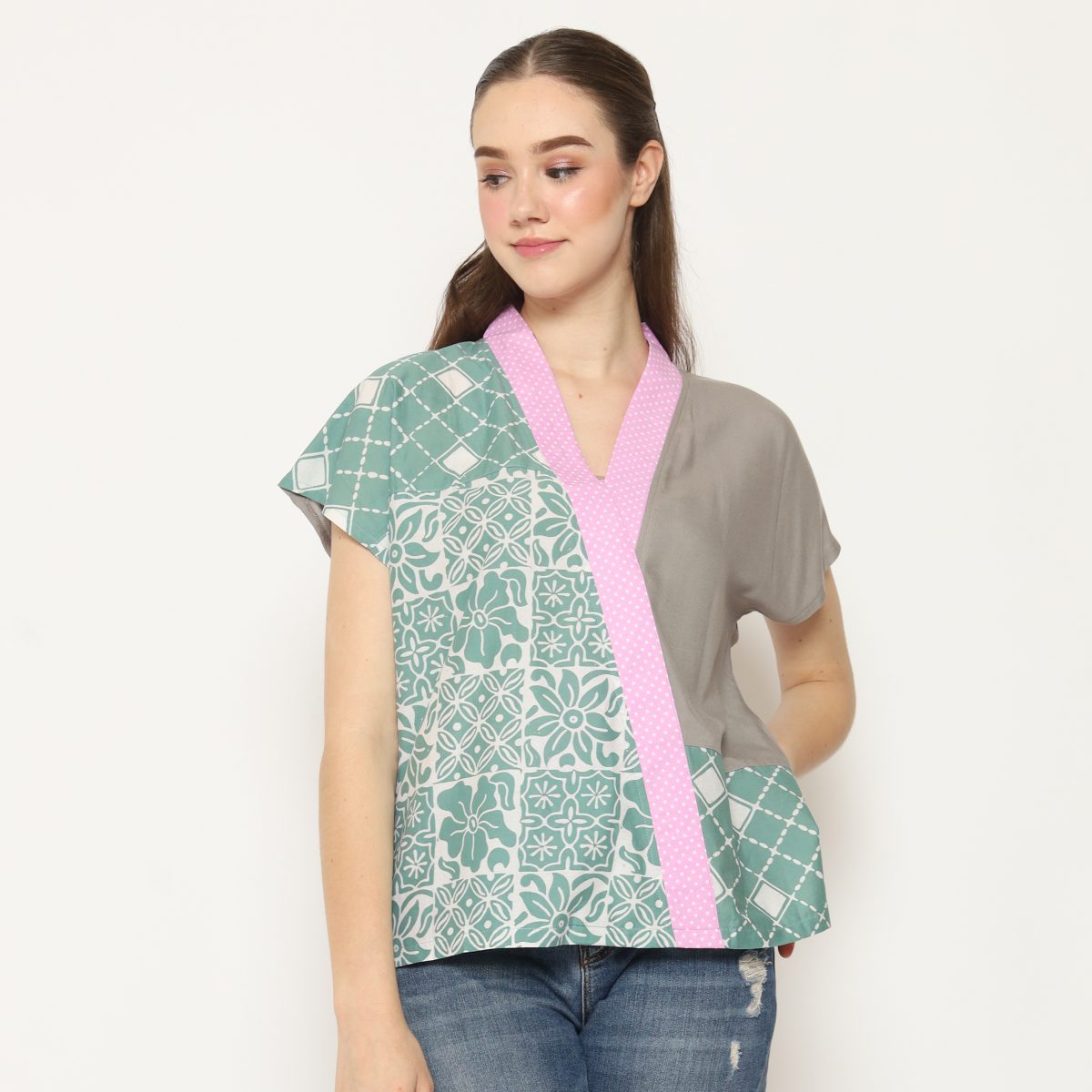 Nandhita Blouse Flower Green