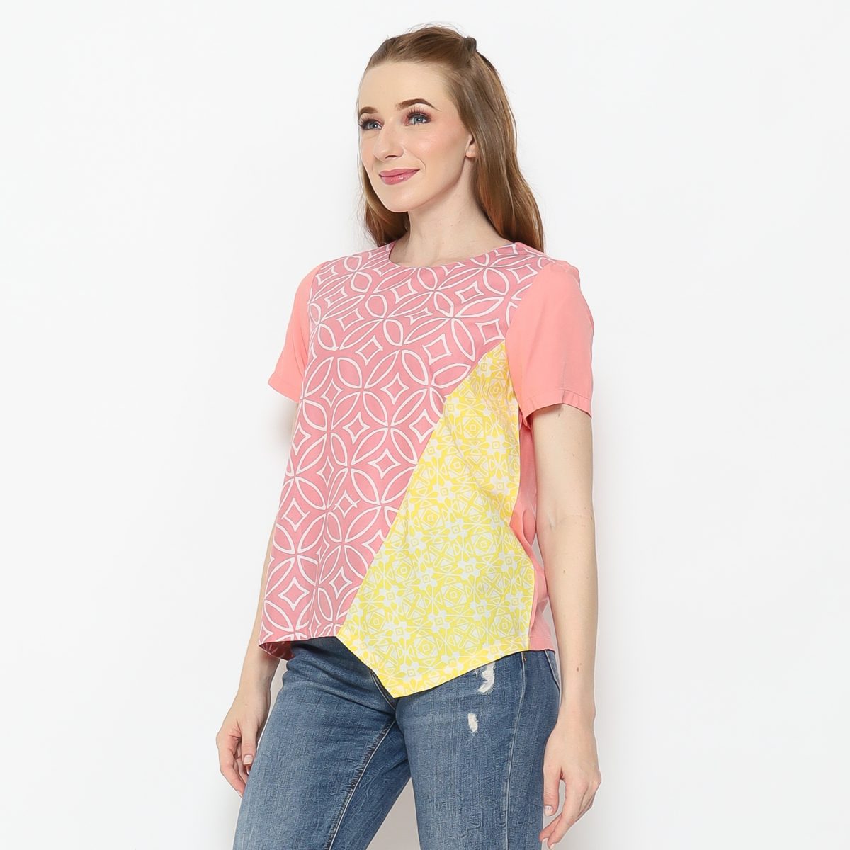 Lola Blouse Pink Yellow - Image 4