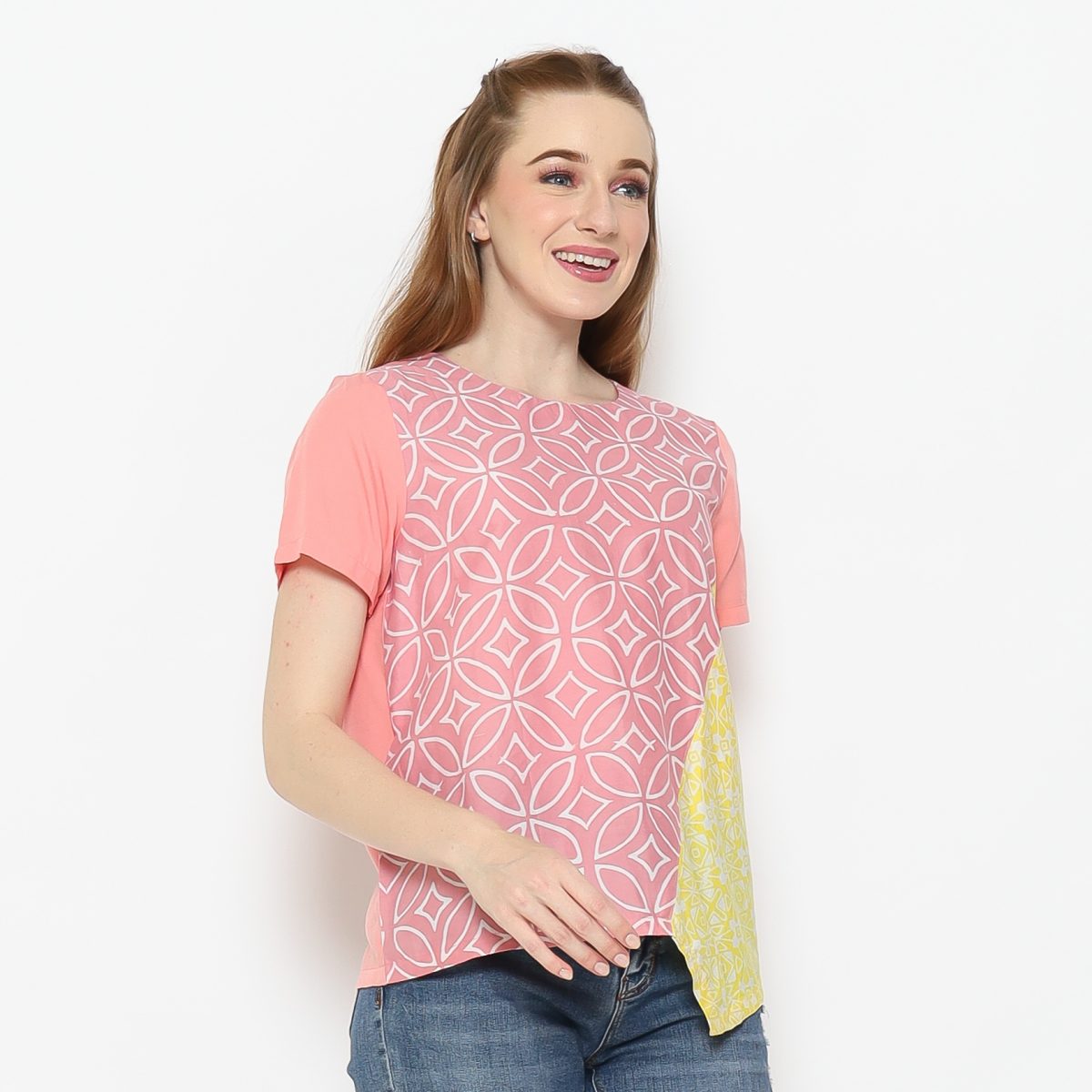 Lola Blouse Pink Yellow - Image 3