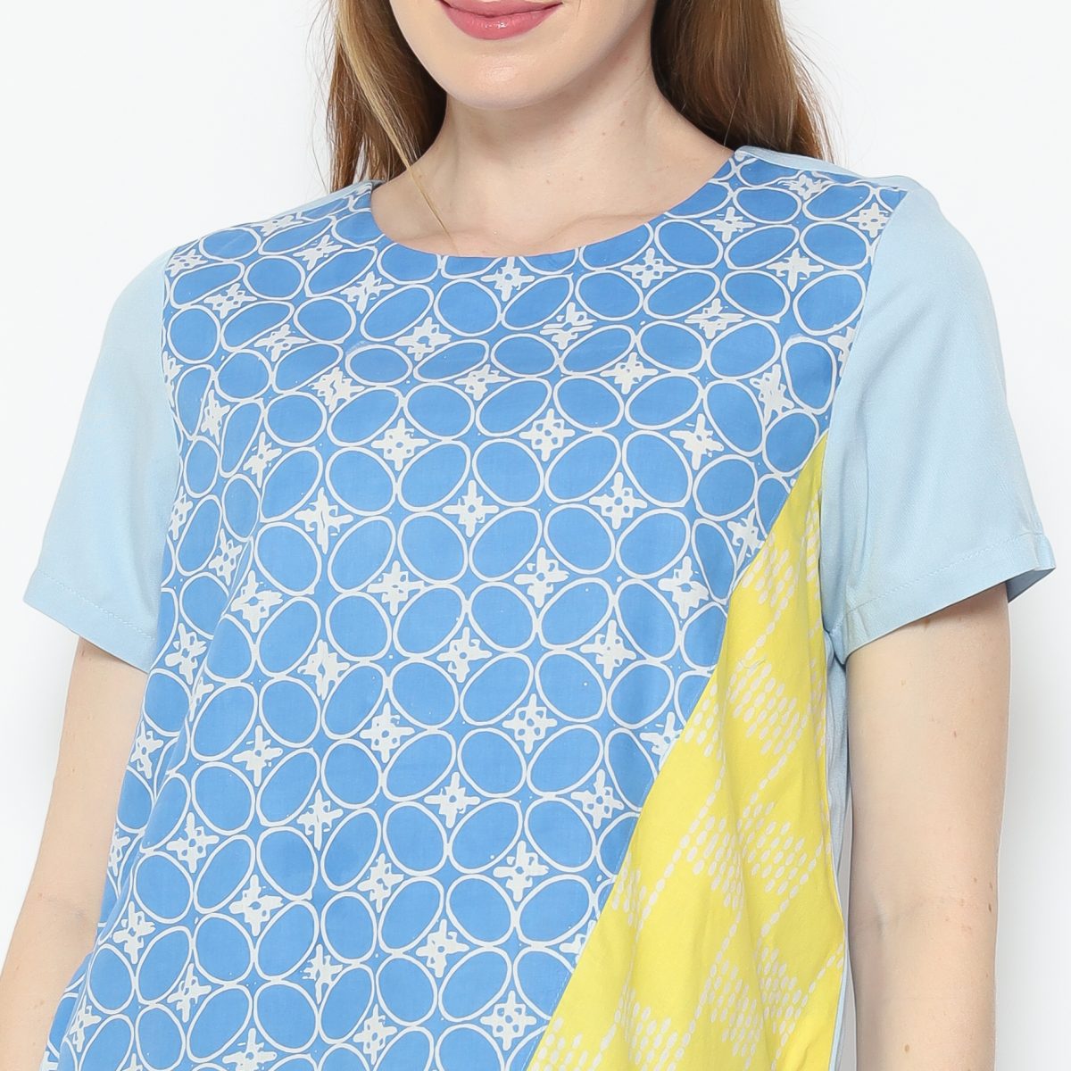 Lola Blouse Blue Yellow - Image 2