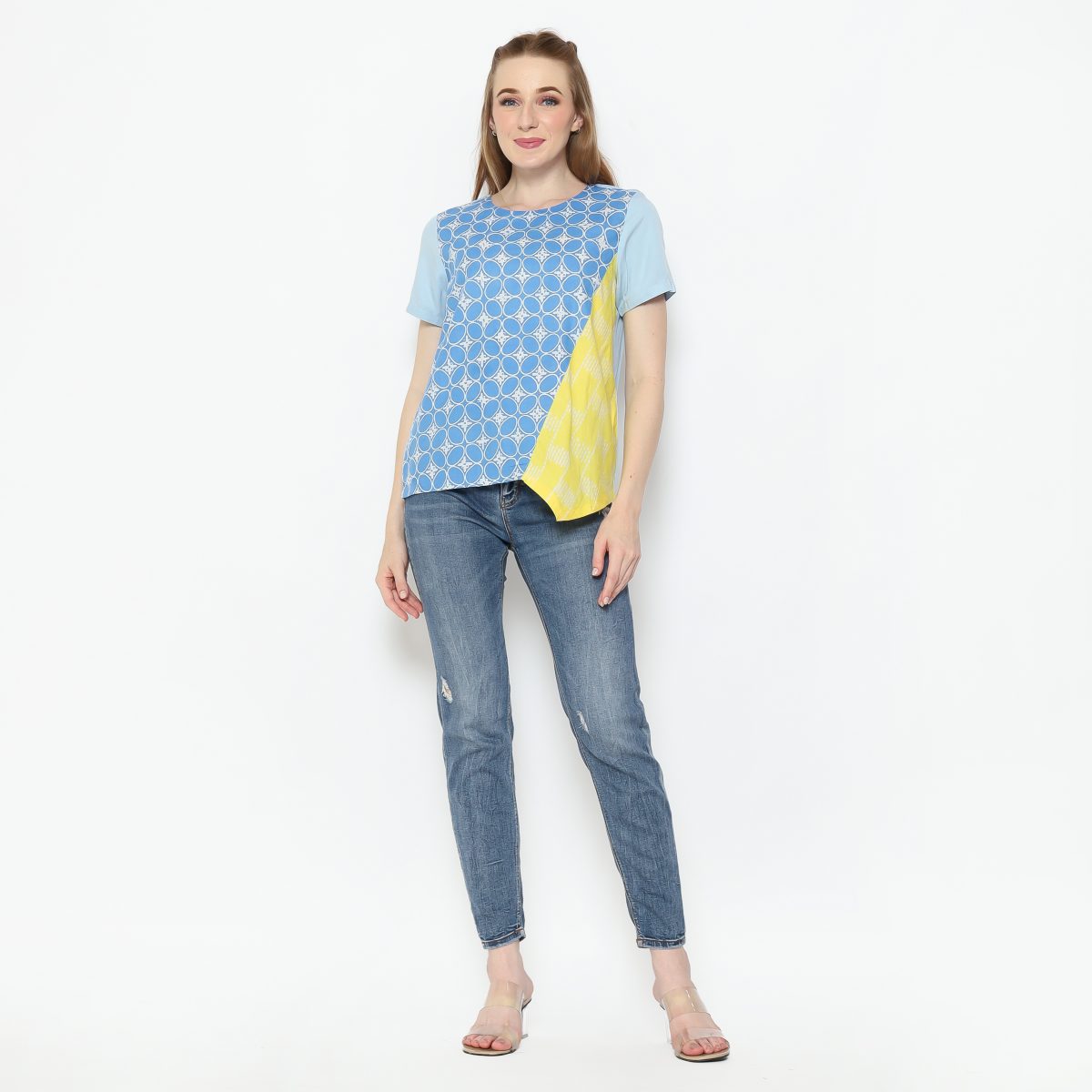 Lola Blouse Blue Yellow - Image 7
