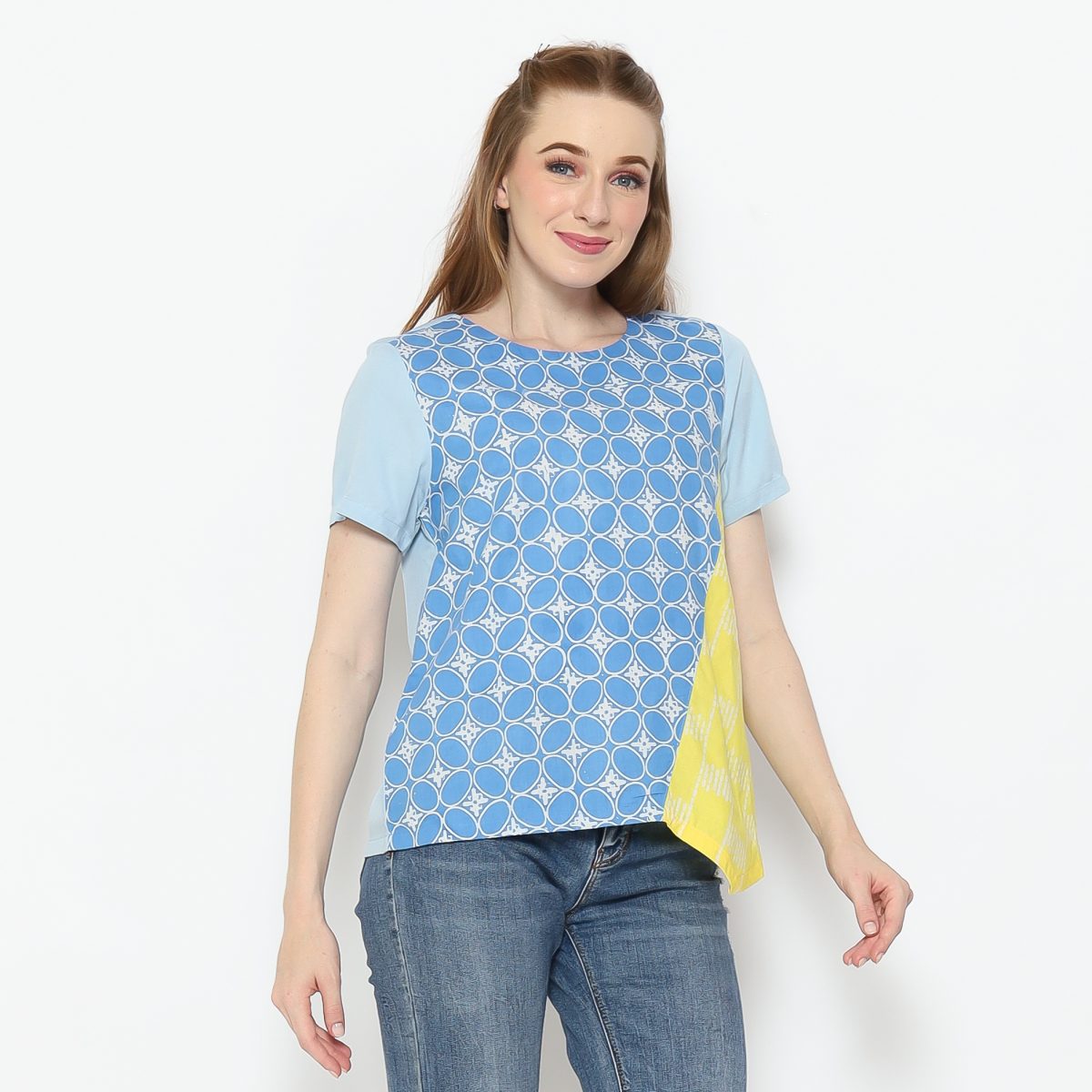 Lola Blouse Blue Yellow - Image 5