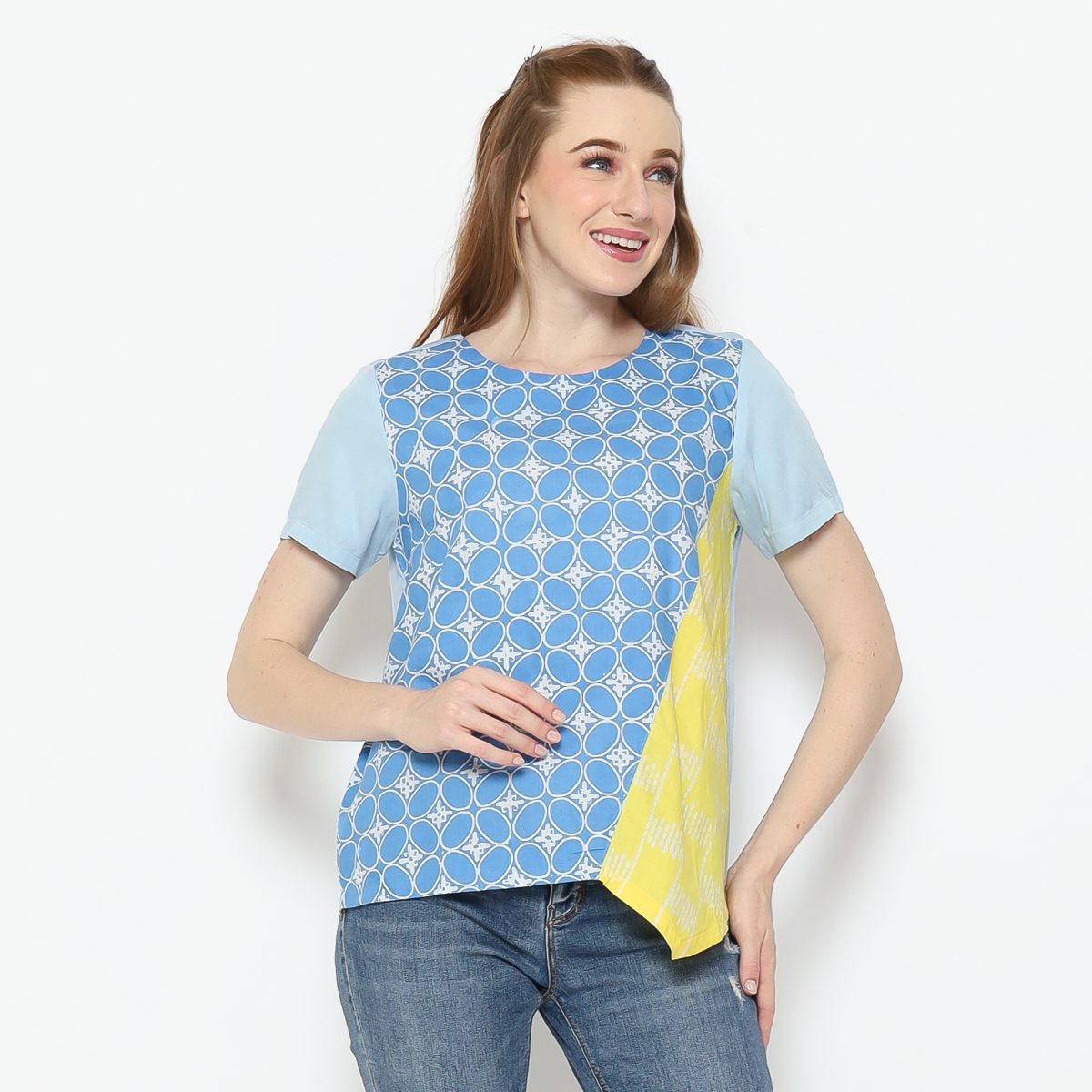 Lola Blouse Blue Yellow