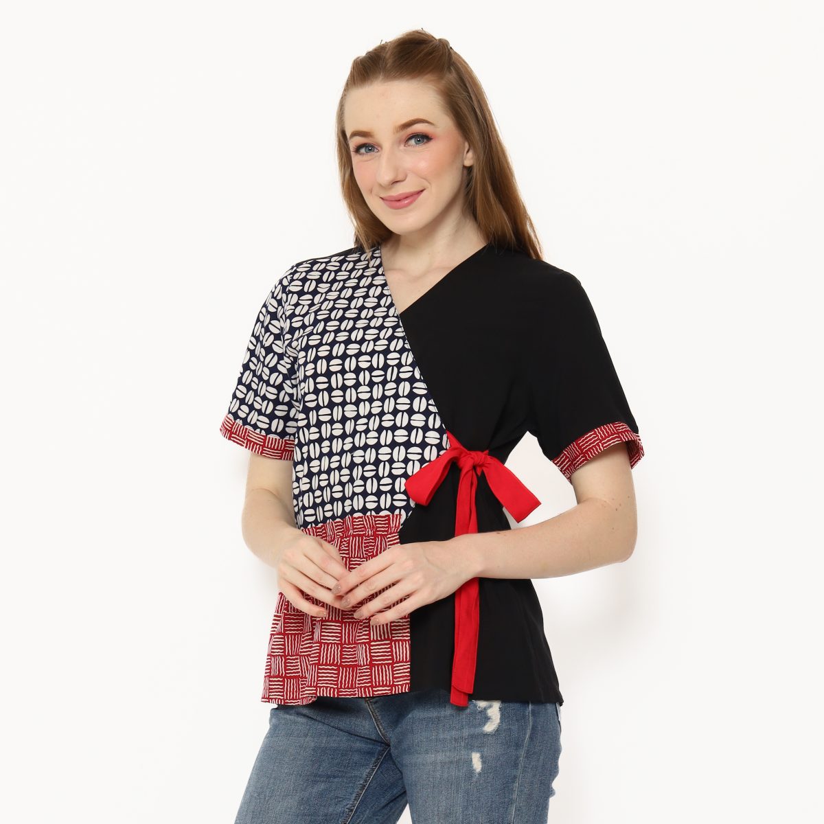 Minori Blouse Black Red - Image 4