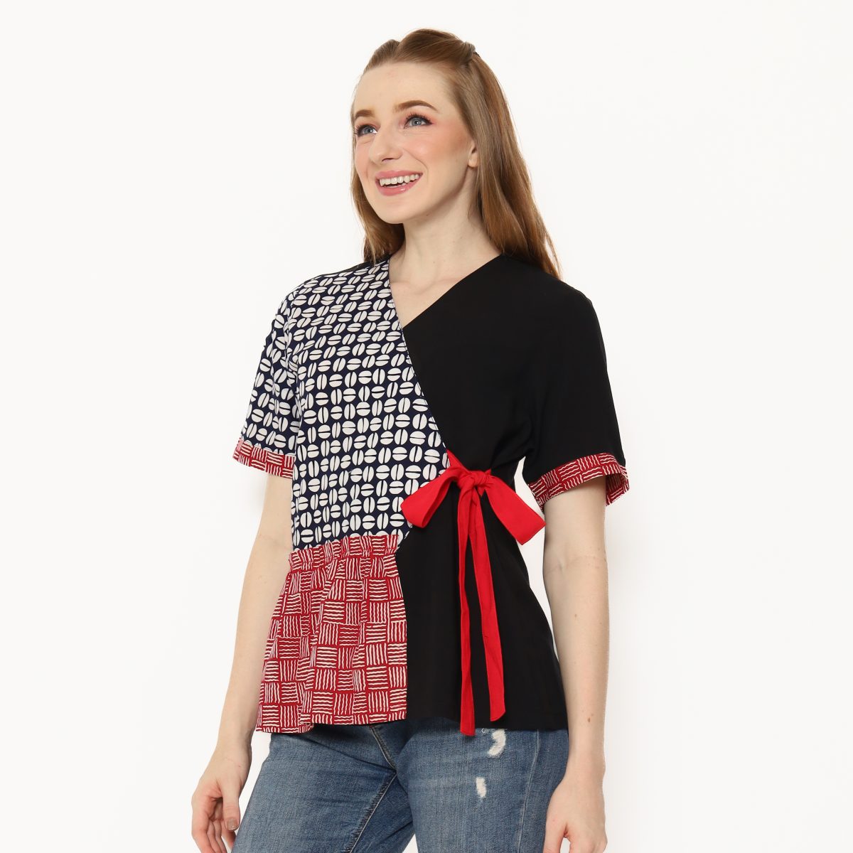 Minori Blouse Black Red - Image 3
