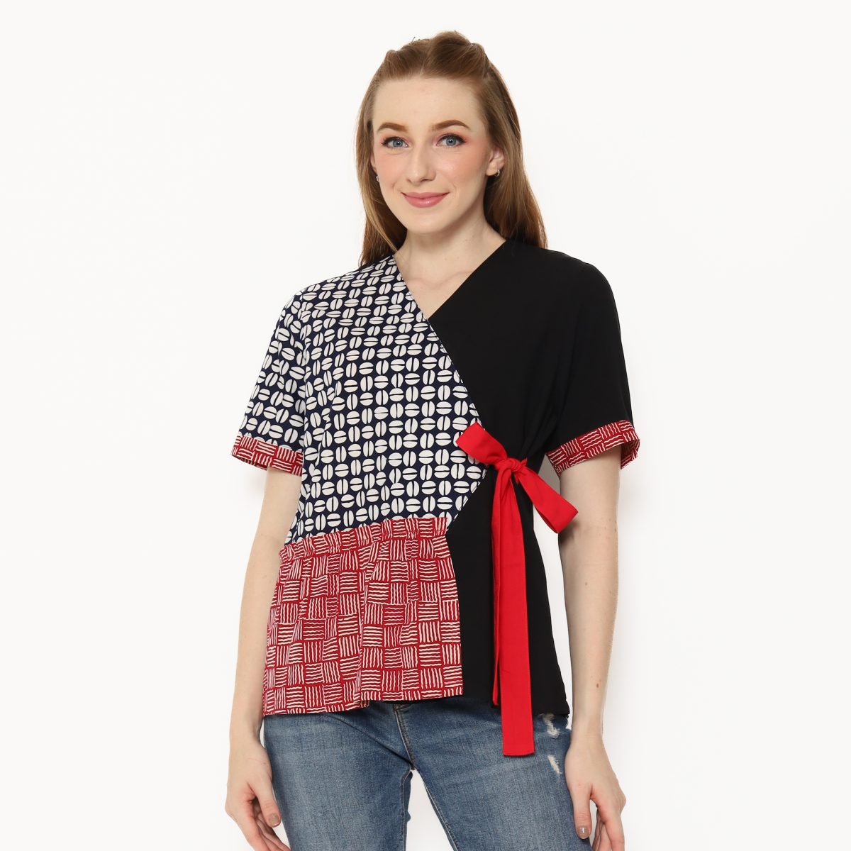Minori Blouse Black Red