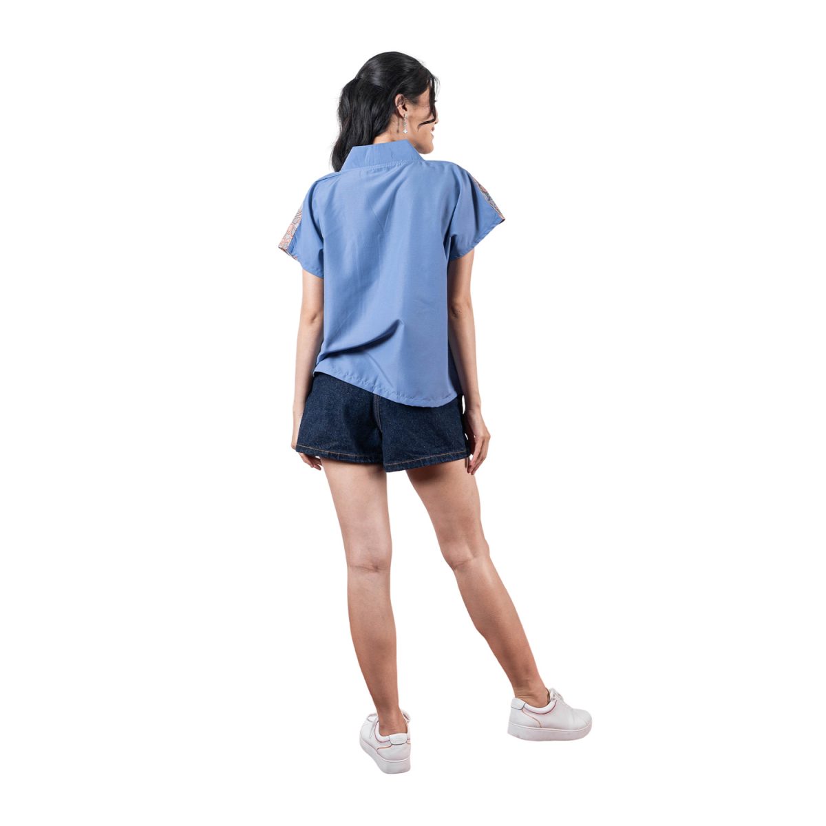 Olivia Blouse Blue Orange - Image 5