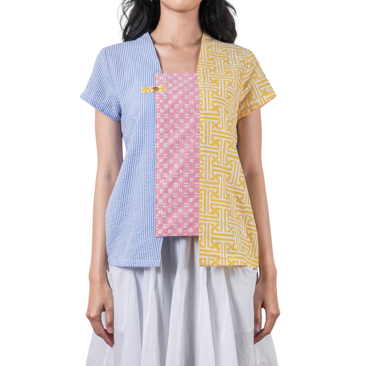 Carlina Blouse Yellow Blue - Image 2