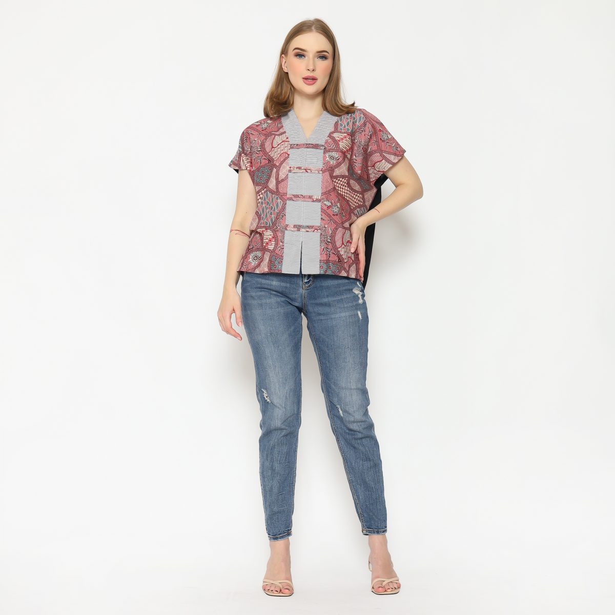 Olivia Blouse Pink Black - Image 8