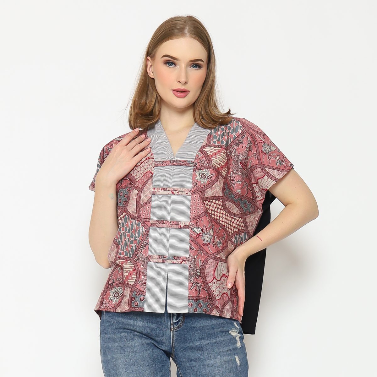 Olivia Blouse Pink Black