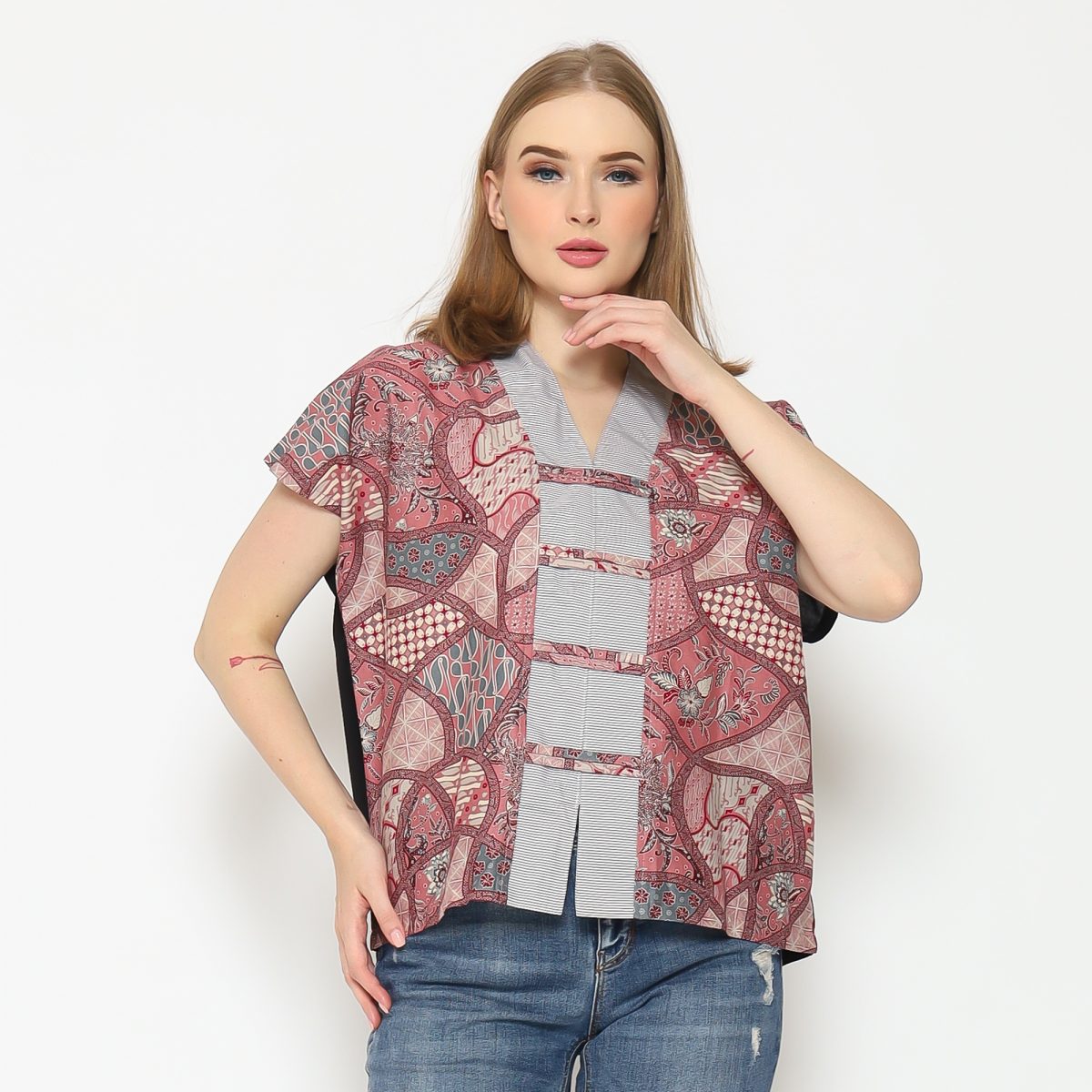 Olivia Blouse Pink Black - Image 5