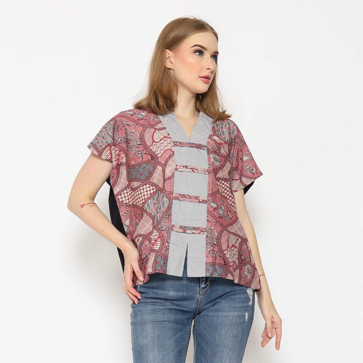 Olivia Blouse Pink Black - Image 4