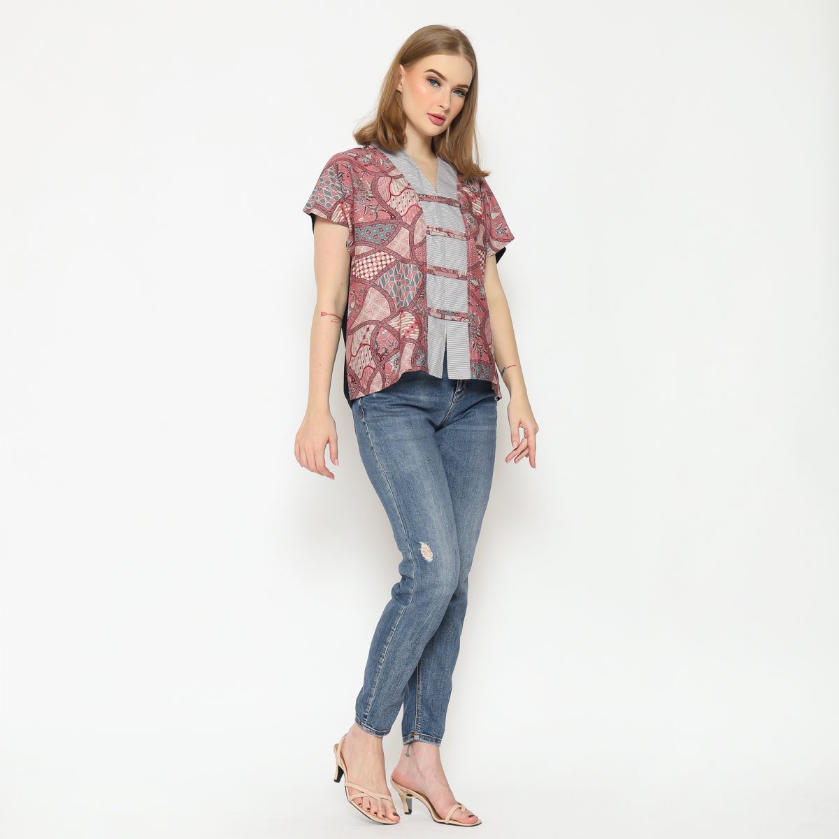 Olivia Blouse Pink Black - Image 7