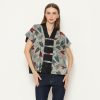 Olivia Blouse Light Grey Leaves