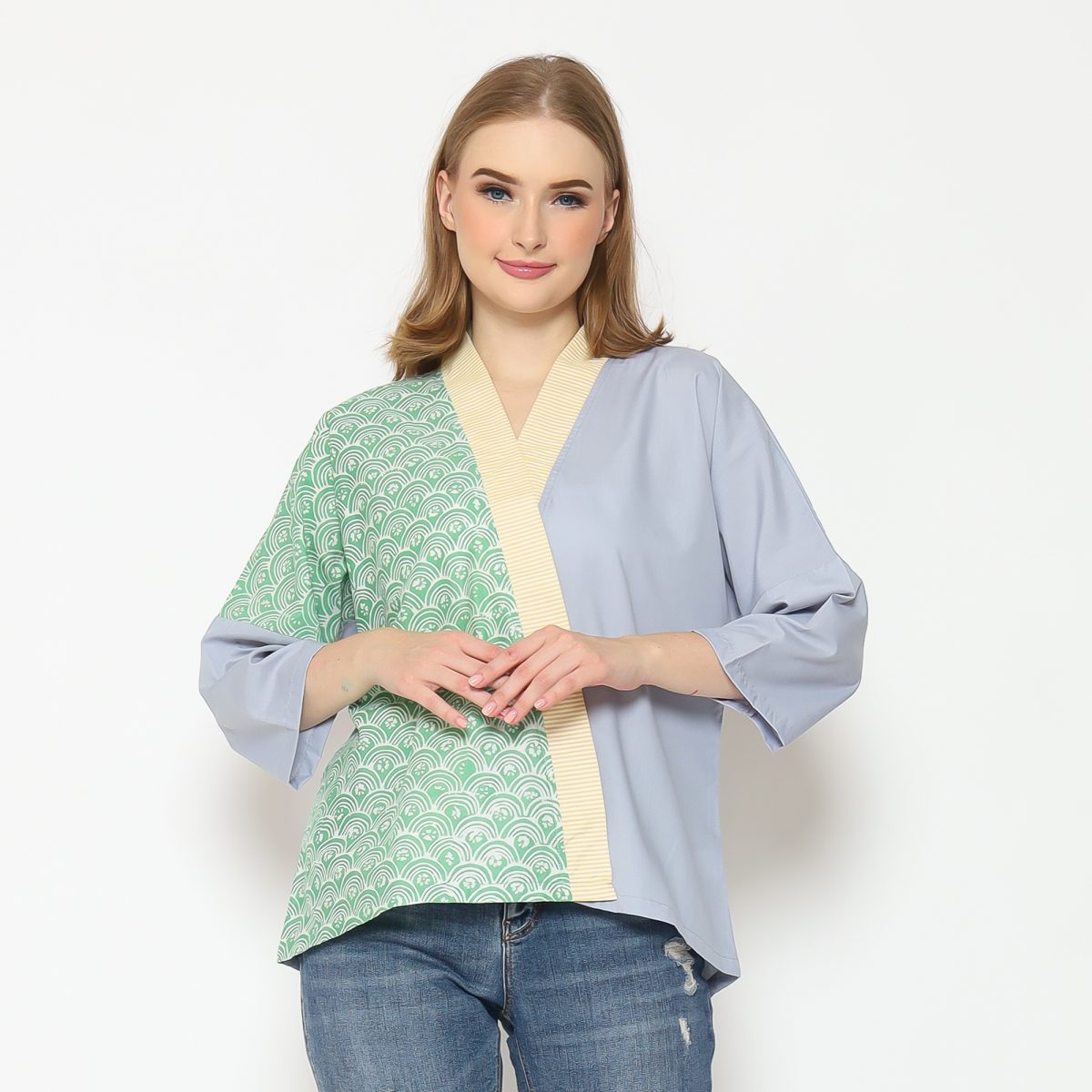 Emma Blouse Green Grey