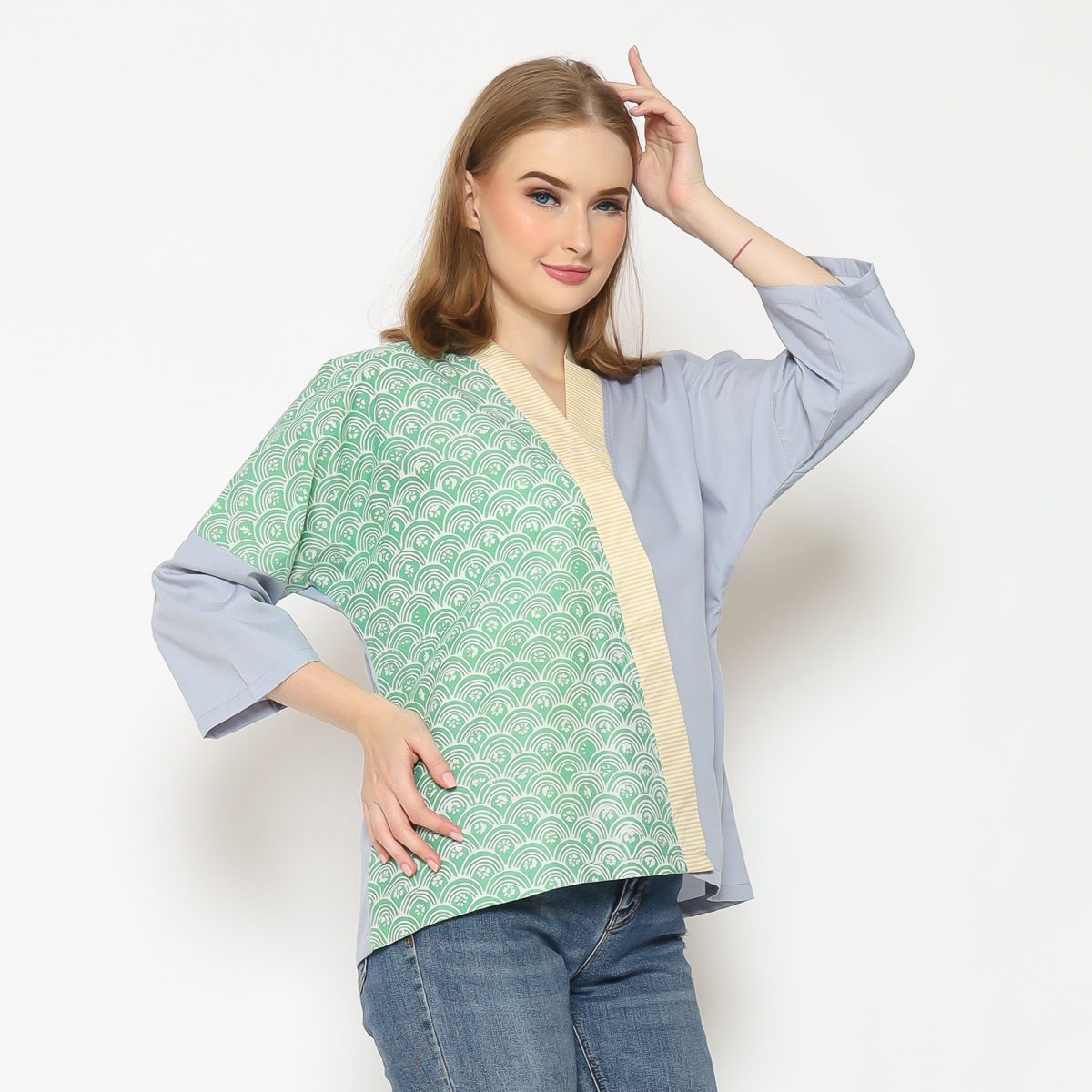 Emma Blouse Green Grey - Image 3