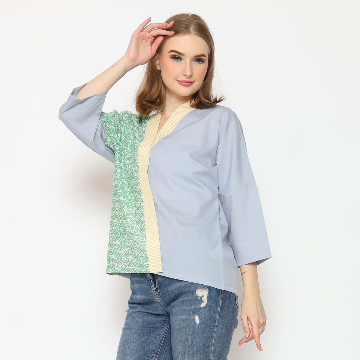 Emma Blouse Green Grey - Image 4