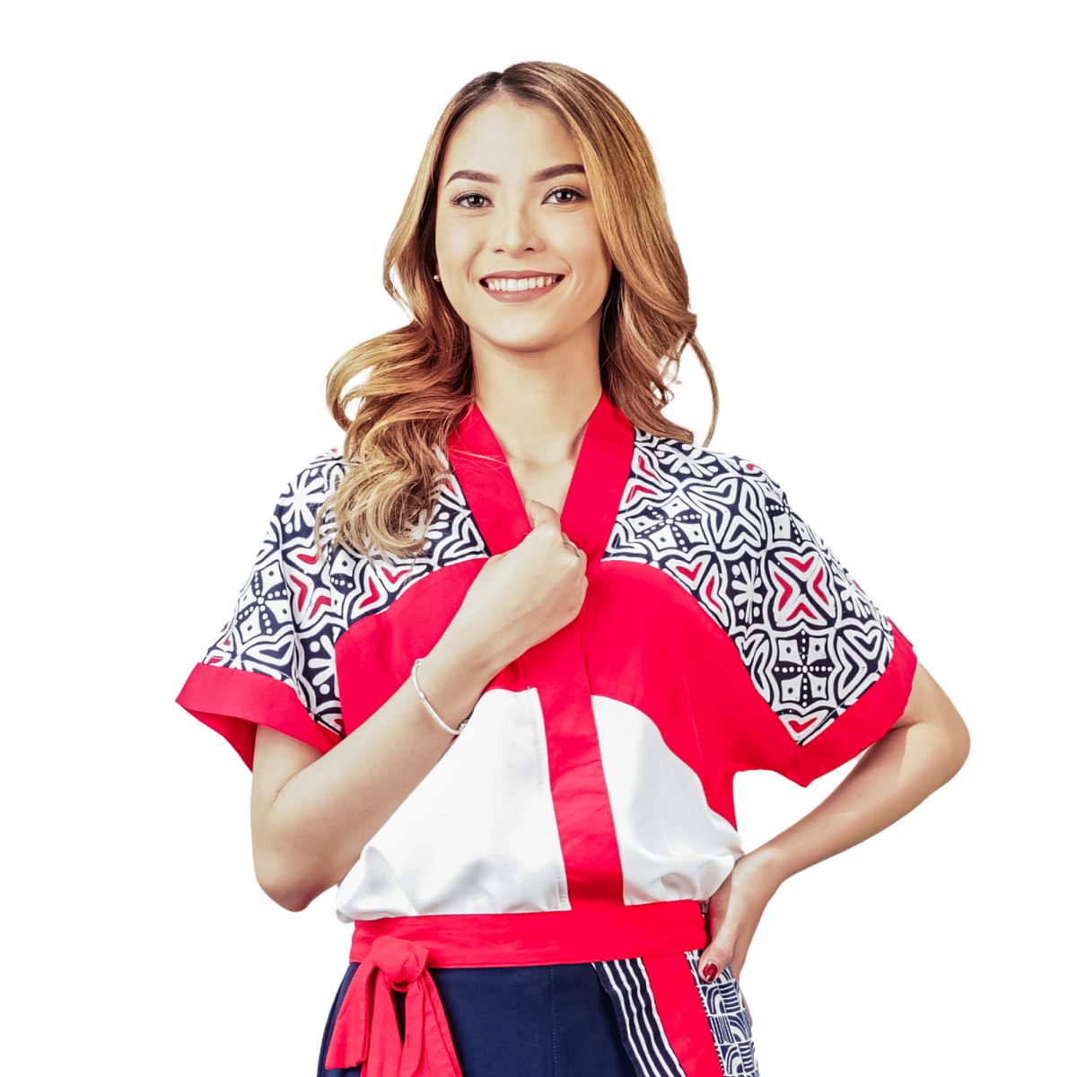 Yunita Blouse Navy Red