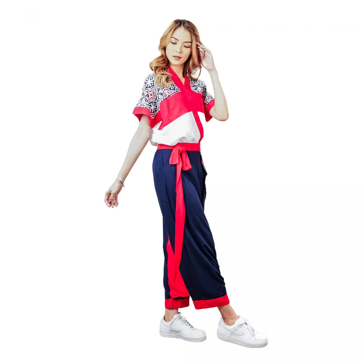 Yunita Blouse Navy Red - Image 3