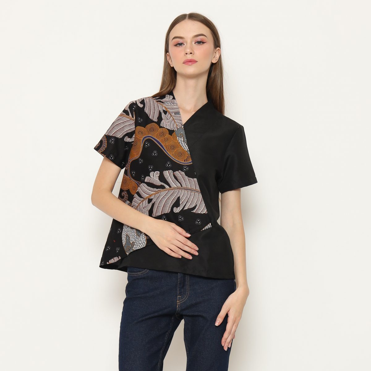 Leslie Blouse Feather Black
