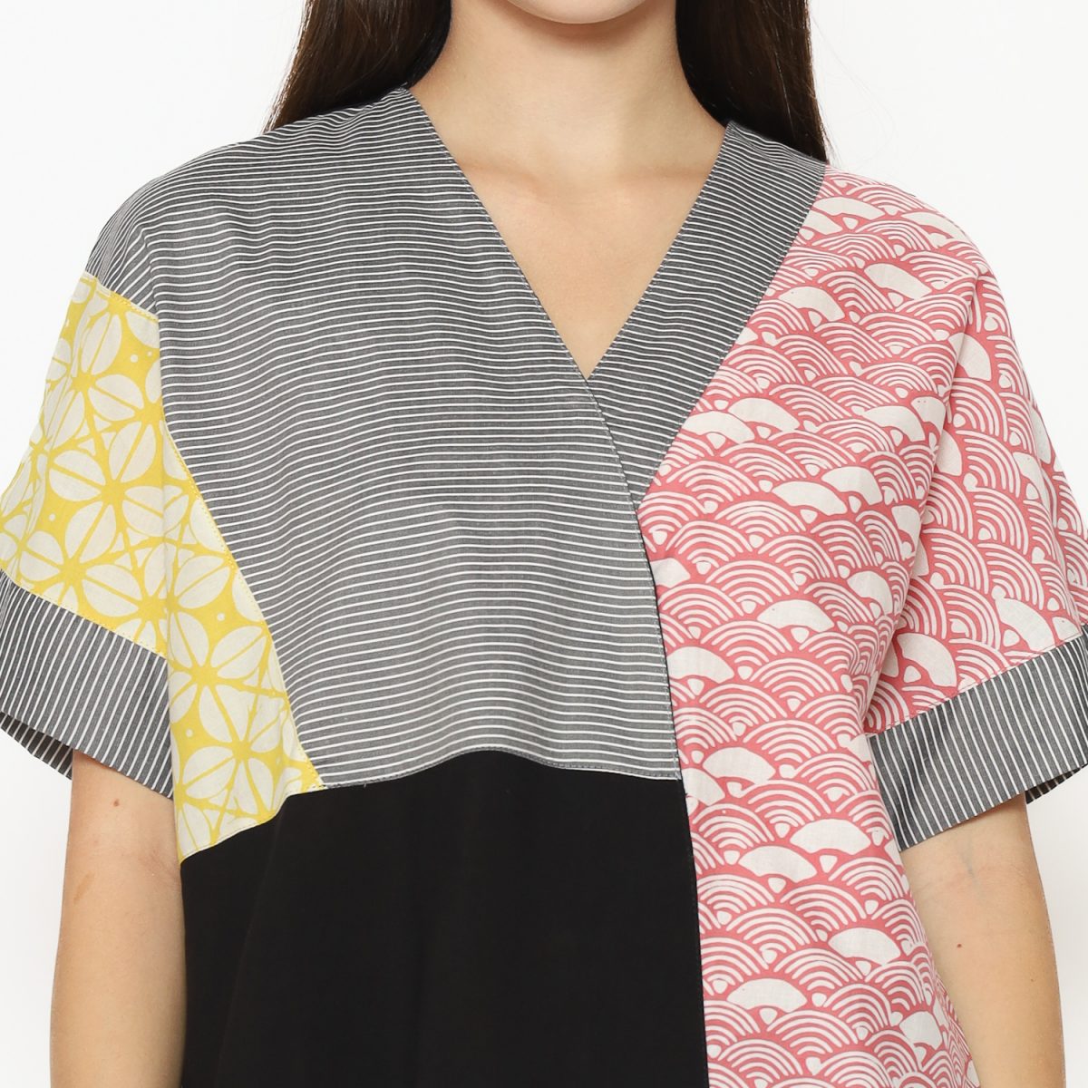 Coral Blouse Pink Black - Image 2